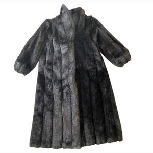 Black Faux Fur Full-Length Coat